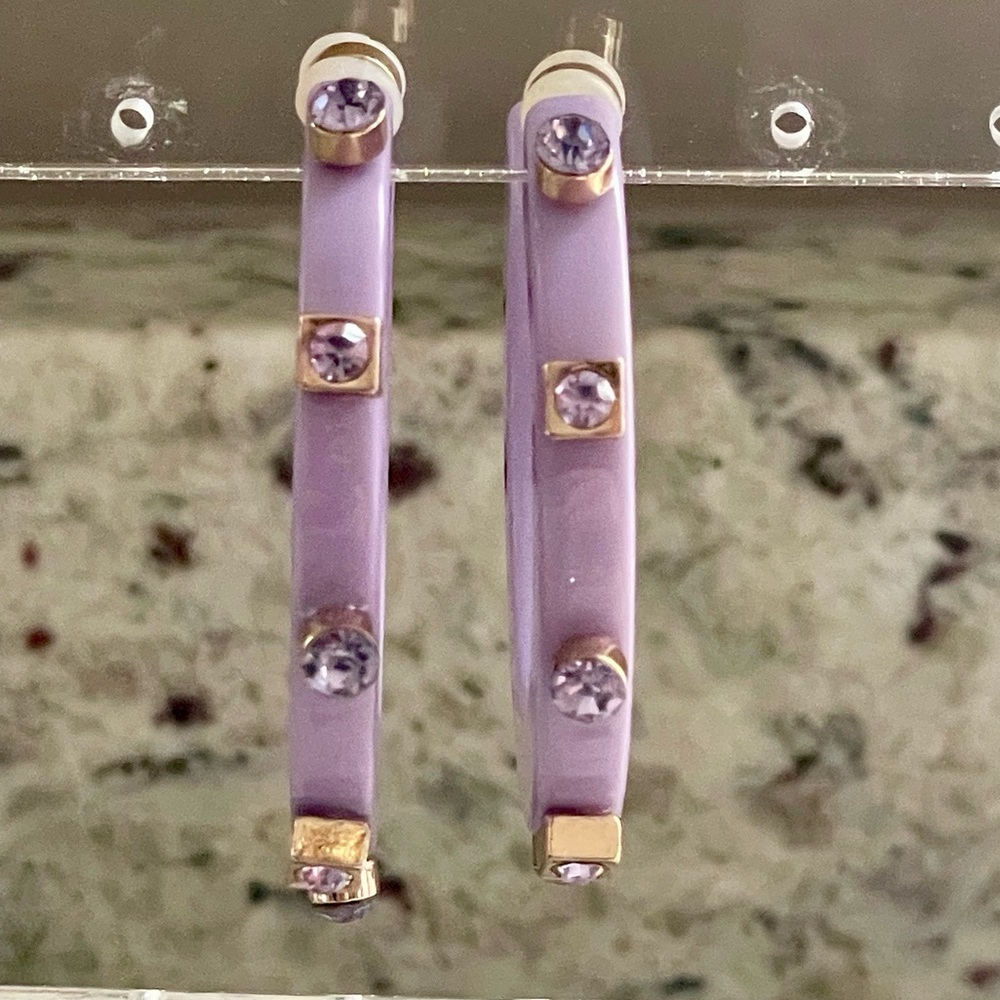 Smith & Co City Girl Jewel Hoop Earrings Lavender Light Purple Small Size